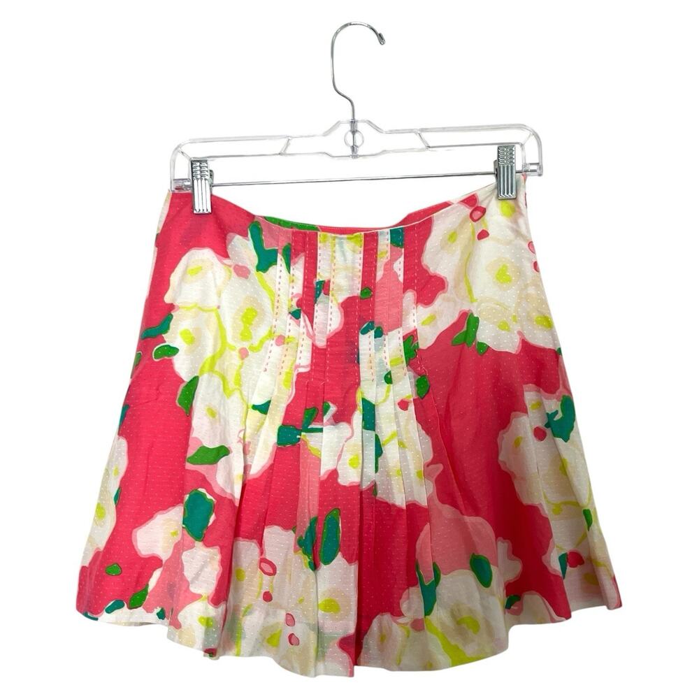Lilly Pulitzer Pleated Skirt Women’s Size 0 Lined Silk Blend Boho Beach Coquette